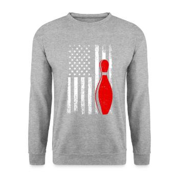 bowling american flag bowling - Unisex Pullover - Weißgrau meliert - Vorne - Alina (178cm) & Michal (187cm)