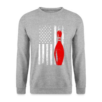 bowling american flag bowling - Unisex Pullover - Weißgrau meliert - Vorne - Alina (178cm) & Michal (187cm)