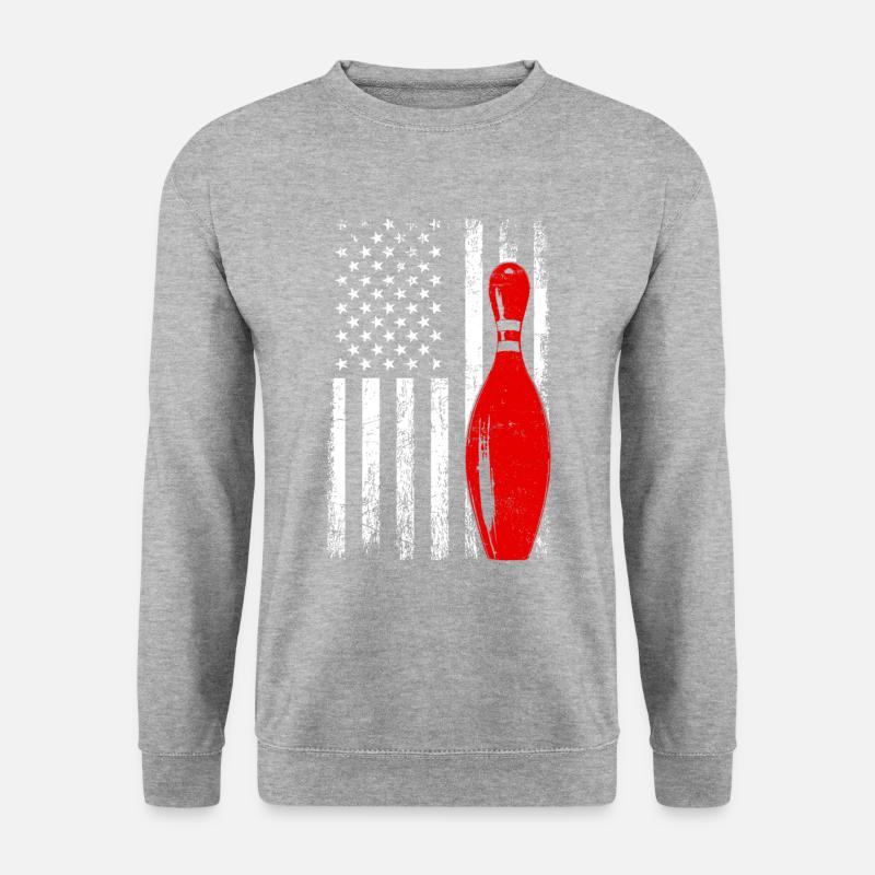 bowling american flag bowling - Unisex Pullover - Weißgrau meliert