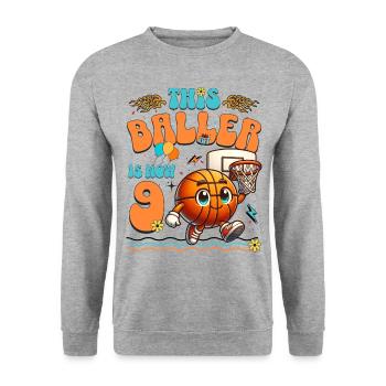 Fête d'anniversaire des enfants du 9ème anniversaire du basket-ball - Sweat-shirt Unisexe - gris chiné - Devant - Alina (178cm) & Michal (187cm)