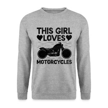 Cette fille aime les motos Moto Motard mot - Sweat-shirt Unisexe - gris chiné - Devant - Alina (178cm) & Michal (187cm)