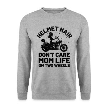 Helm Haare Kümmern Sie sich nicht um das Leben der Mutter auf zwei Rädern - Unisex Pullover - Weißgrau meliert - Vorne - Alina (178cm) & Michal (187cm)