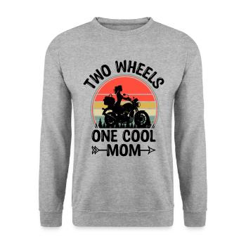 Two Wheels One Cool Mom Motorcycling Biker Motorcy - Unisex Sweatshirt - salt & pepper - Front - Alina (178cm) & Michal (187cm)