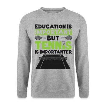 Raquette de joueur de tennis drôle - Sweat-shirt Unisexe - gris chiné - Devant - Alina (178cm) & Michal (187cm)