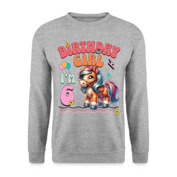 6ème anniversaire fille équitation - Sweat-shirt Unisexe - gris chiné - Devant - Alina (178cm) & Michal (187cm)