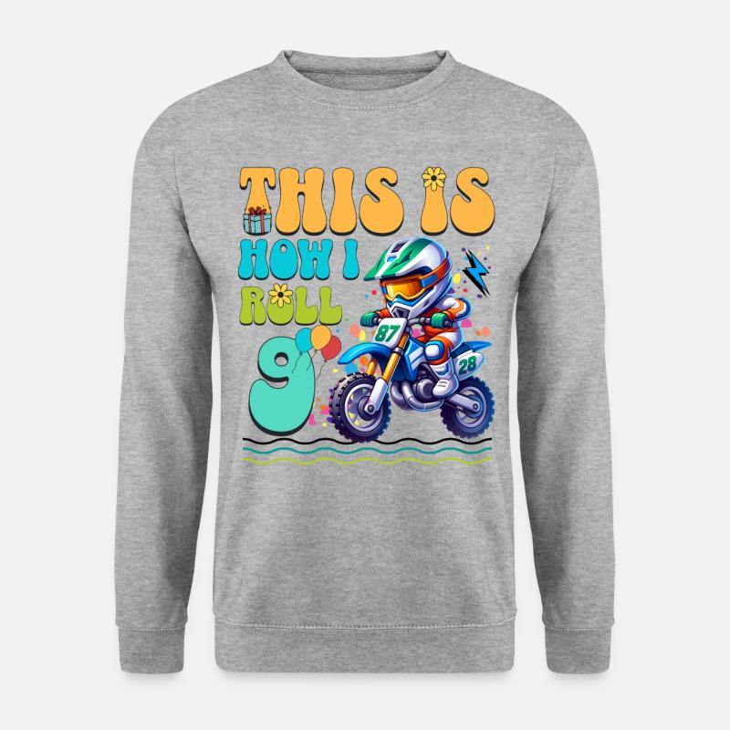 Motocross 9th Birthday - Unisex Sweatshirt - salt & pepper