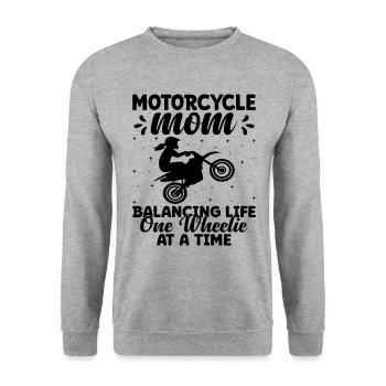 Motorcycle Mom Balancing Life One Wheel At A Time - Unisex Sweatshirt - salt & pepper - Front - Alina (178cm) & Michal (187cm)