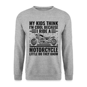 My Kids Think I'm Cool Because I Ride A Motorcycle - Unisex Sweatshirt - salt & pepper - Front - Alina (178cm) & Michal (187cm)