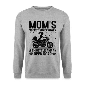 Mom's Secret Superpower A Throttle And An Open Roa - Unisex Sweatshirt - salt & pepper - Front - Alina (178cm) & Michal (187cm)
