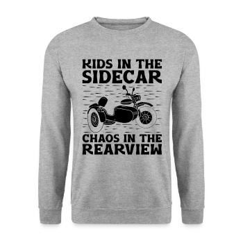 Enfants dans le side-car Chaos dans le rétroviseur Motorcyc - Sweat-shirt Unisexe - gris chiné - Devant - Alina (178cm) & Michal (187cm)