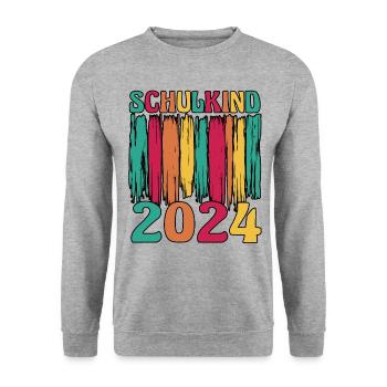 1. Klasse Schulkind Schulanfang Einschulung - Unisex Pullover - Weißgrau meliert - Vorne - Alina (178cm) & Michal (187cm)