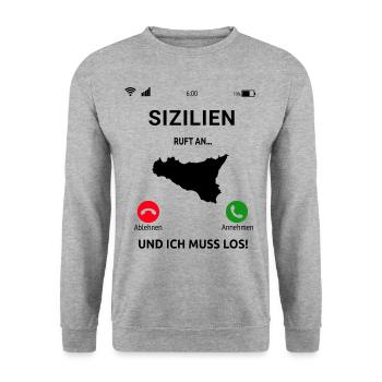 Sizilien Italien Urlaub Sicilia Idee - Unisex Pullover - Weißgrau meliert - Vorne - Alina (178cm) & Michal (187cm)