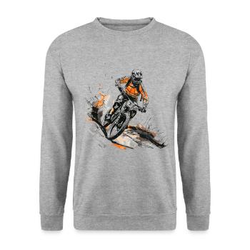 MTB biker American flag, Mountain Bike - Unisex Pullover - Weißgrau meliert - Vorne - Alina (178cm) & Michal (187cm)