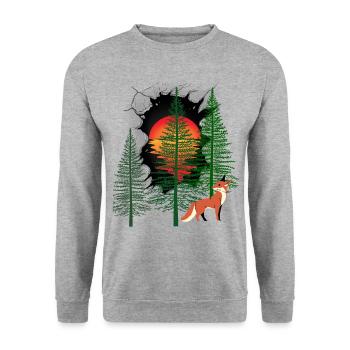 Habitants de la forêt Renard Renards Coucher de soleil Conte de fées - Sweat-shirt Unisexe - gris chiné - Devant - Alina (178cm) & Michal (187cm)