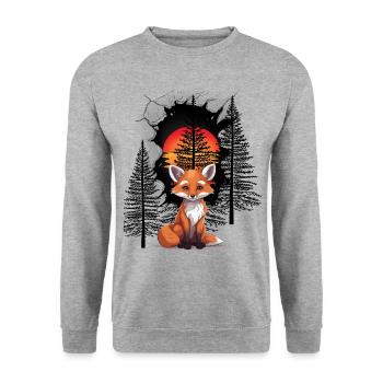 Wald Fuchs Füchse Kind Kinder Märchen Waldtiere - Unisex Pullover - Weißgrau meliert - Vorne - Alina (178cm) & Michal (187cm)