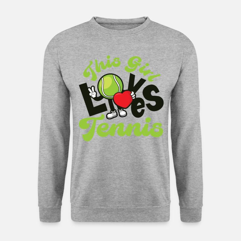 Funny Tennis Player Racket Girl - Unisex Pullover - Weißgrau meliert