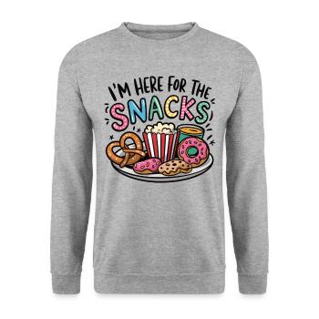 Snacks sind mein Leben - Unisex Pullover - Weißgrau meliert - Vorne - Alina (178cm) & Michal (187cm)