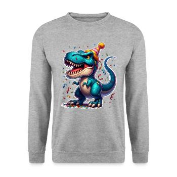 Dinosaure Anniversaire Dino T Rex - Sweat-shirt Unisexe - gris chiné - Devant - Alina (178cm) & Michal (187cm)