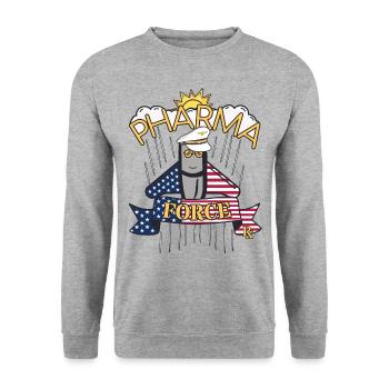 Apotheke USA Pharma Force - Unisex Pullover - Weißgrau meliert - Vorne - Alina (178cm) & Michal (187cm)