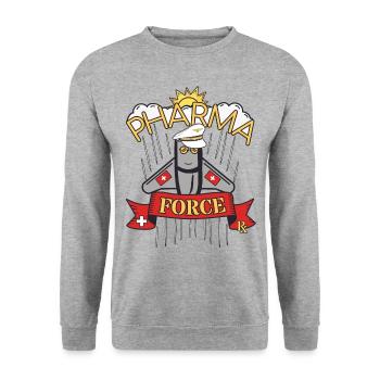 Apotheke Schweiz Pharma Force - Unisex Pullover - Weißgrau meliert - Vorne - Alina (178cm) & Michal (187cm)