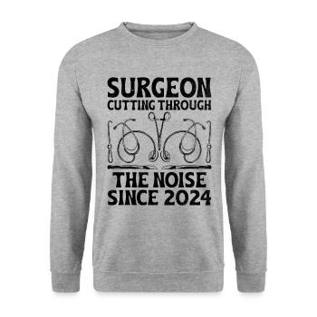 Chirurg durchbricht den Lärm seit dem Anstieg im Jahr 2024 - Unisex Pullover - Weißgrau meliert - Vorne - Alina (178cm) & Michal (187cm)