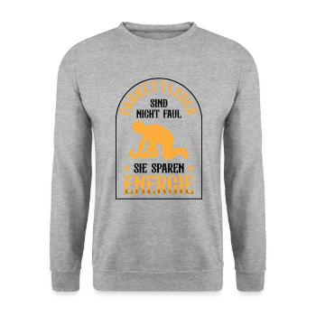 Parkettleger sind nicht faul Fliesenleger - Unisex Pullover - Weißgrau meliert - Vorne - Alina (178cm) & Michal (187cm)