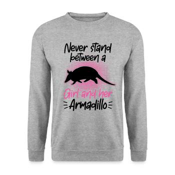 Armadillo Girl and her Armadillo Armadillo Armadillo - Unisex Sweatshirt - salt & pepper - Front - Alina (178cm) & Michal (187cm)