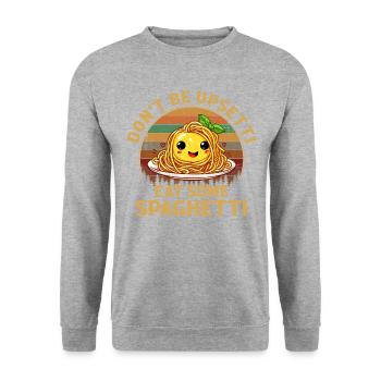Don't Be Upsetti Eat Some Spaghetti italian lover - Unisex Pullover - Weißgrau meliert - Vorne - Alina (178cm) & Michal (187cm)