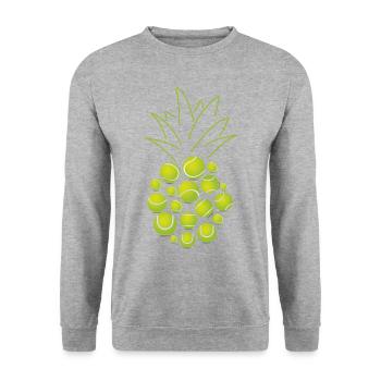 Funny Tennis Player Racket - Unisex Pullover - Weißgrau meliert - Vorne - Alina (178cm) & Michal (187cm)