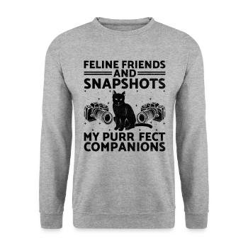 Chat Photographes Chat Amoureux Des Chats Photo - Sweat-shirt Unisexe - gris chiné - Devant - Alina (178cm) & Michal (187cm)