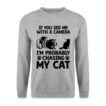 Chat Photographes Chat Amoureux Des Chats Photo - Sweat-shirt Unisexe - gris chiné - Devant - Alina (178cm) & Michal (187cm)