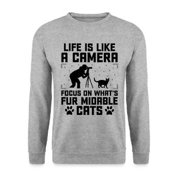 Chat Photographes Chat Amoureux Des Chats Photo - Sweat-shirt Unisexe - gris chiné - Devant - Alina (178cm) & Michal (187cm)