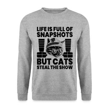Cat Photographers Cat Lovers Photograpy Cats Photo - Unisex Sweatshirt - salt & pepper - Front - Alina (178cm) & Michal (187cm)