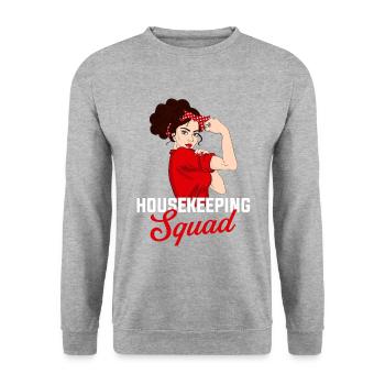 Housekeeping cleaning lover, housekeeper - Unisex Pullover - Weißgrau meliert - Vorne - Alina (178cm) & Michal (187cm)