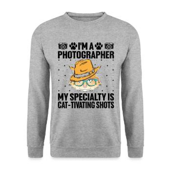 Cat Photographers Cat Lovers Photograpy Cats Photo - Unisex Sweatshirt - salt & pepper - Front - Alina (178cm) & Michal (187cm)