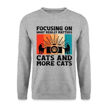 Chat Photographes Chat Amoureux Des Chats Photo - Sweat-shirt Unisexe - gris chiné - Devant - Alina (178cm) & Michal (187cm)