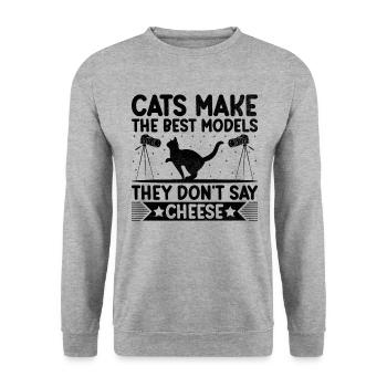 Cat Photographers Cat Lovers Photograpy Cats Photo - Unisex Sweatshirt - salt & pepper - Front - Alina (178cm) & Michal (187cm)