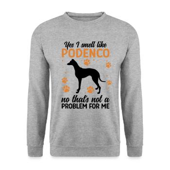 Podenco Greyhound Odeur à Podenco - Sweat-shirt Unisexe - gris chiné - Devant - Alina (178cm) & Michal (187cm)