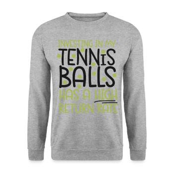 Funny Tennis Player Racket Pun - Unisex Sweatshirt - salt & pepper - Front - Alina (178cm) & Michal (187cm)