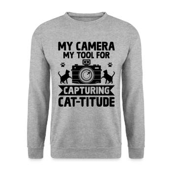 Cat Photographers Cat Lovers Photograpy Cats Photo - Unisex Sweatshirt - salt & pepper - Front - Alina (178cm) & Michal (187cm)