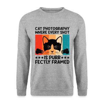 Chat Photographes Chat Amoureux Des Chats Photo - Sweat-shirt Unisexe - gris chiné - Devant - Alina (178cm) & Michal (187cm)