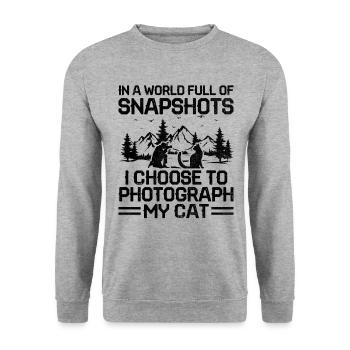 Cat Photographers Cat Lovers Photograpy Cats Photo - Unisex Sweatshirt - salt & pepper - Front - Alina (178cm) & Michal (187cm)