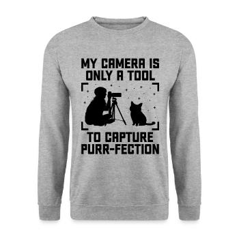 Cat Photographers Cat Lovers Photograpy Cats Photo - Unisex Sweatshirt - salt & pepper - Front - Alina (178cm) & Michal (187cm)