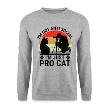 Katzen Fotografen Katzenliebhaber Fotografie Katzen Foto - Unisex Pullover - Weißgrau meliert - Vorne - Alina (178cm) & Michal (187cm)