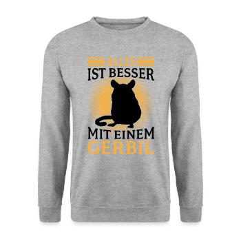 Tout va mieux avec Gerbille Rongeur Gerbille - Sweat-shirt Unisexe - gris chiné - Devant - Alina (178cm) & Michal (187cm)