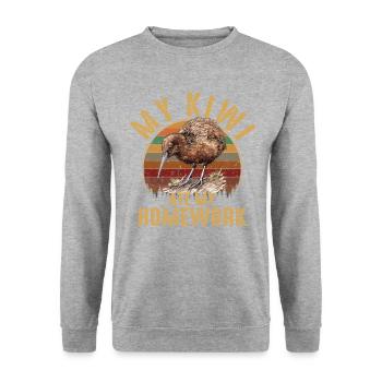 kiwi bird, new zealand - Unisex Pullover - Weißgrau meliert - Vorne - Alina (178cm) & Michal (187cm)
