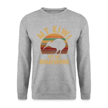 kiwi bird, new zealand - Unisex Pullover - Weißgrau meliert - Vorne - Alina (178cm) & Michal (187cm)