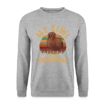 kiwi bird, new zealand - Unisex Pullover - Weißgrau meliert - Vorne - Alina (178cm) & Michal (187cm)