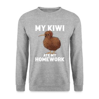 kiwi bird, new zealand - Unisex Pullover - Weißgrau meliert - Vorne - Alina (178cm) & Michal (187cm)