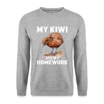 kiwi bird, new zealand - Unisex Pullover - Weißgrau meliert - Vorne - Alina (178cm) & Michal (187cm)